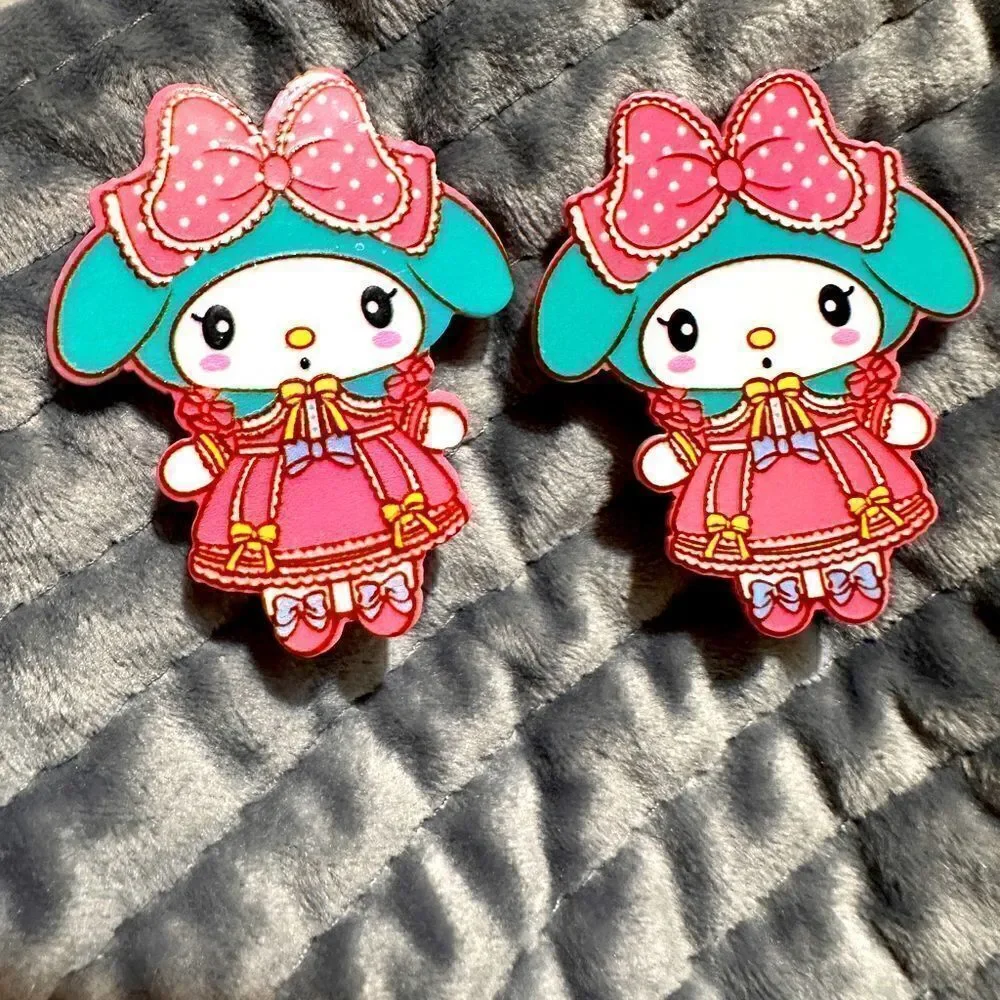 My Melody Hair Clips 2 Pcs – Cute Sanrio Acrylic Barrettes with Pink Bow